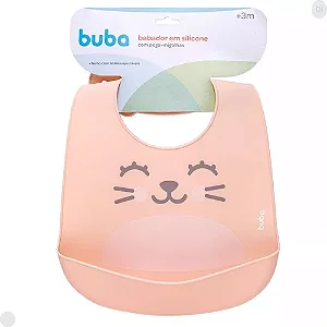 Babador em Silicone com Pega Migalhas Gumy Pêssego- Buba