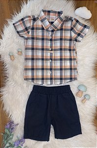 Conjunto Masc Camisa Tecido Xadrex e Bermuda 02- Nini Bambini