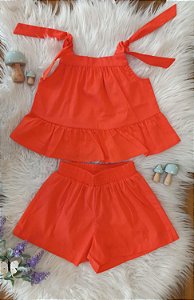 Conjunto Blusa de Alcinha e Short Laranja - Bibe