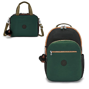 Mochila Seoul Xl + Lancheira Miyo Verde Tree House Bl - Kipling
