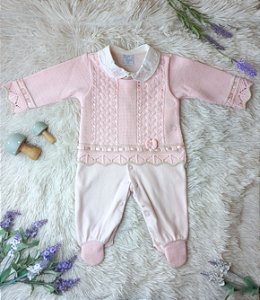 Macacão Tricot Heloiza Rosa - Beth Bebê
