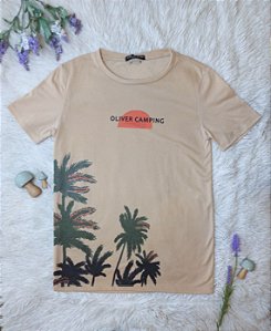 Conjunto Infantil Masc Camiseta Coqueiros e Bermuda Verde Moletinho - Oliver
