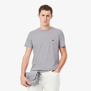 Camiseta Masc Estampada em Algodão Cinza GG - Lacoste