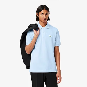 Camisa Polo Masc em Piqué Original Classic Fit Azul Claro -Lacoste