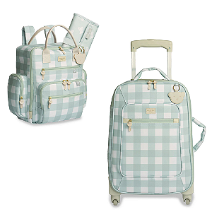 Kit Mala Maternidade de Rodinha + Mochila Maternidade Urban Bear Xadrez Menta - Masterbag Baby