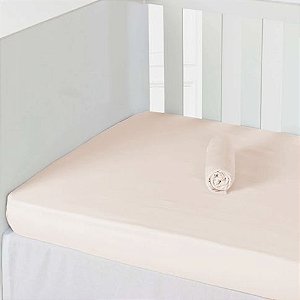 Lençol com Elástico para Berço Marshmallow Bege- Laço Bebê