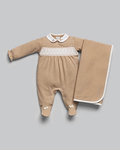 Saída Maternidade Fem Malha Tricot Terracota - Anjos Baby