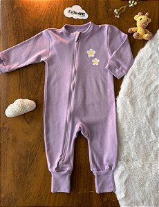 Macacão Fem c/ Ziper Margaridas Lavanda - Doctor Baby