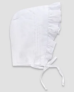 Touca Fem Batizado Maquinetado Branco- Anjos Baby