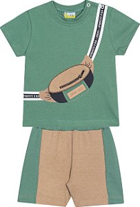 Conjunto Masc Camiseta Verde e Bermuda - Jaca Lelé