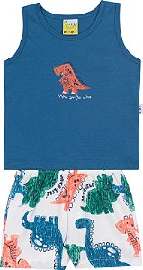 Conjunto Masc Camiseta Regata Azul e Short Tactel - Jaca Lelé