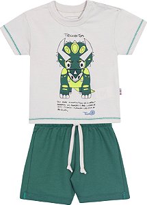 Conjunto Masc Camiseta e Short Verde Triceratops - Jaca Lelé