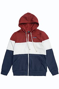 Blusão Moletom Capuz Tricolor Bordô - King e Joe