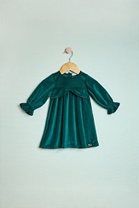 Vestido Cute Velvet Plush Verde Escuro - Serena