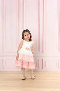 Vestido de Tule C/ Aplicação de Flor na Cintura - Bambollina