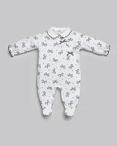 Macacão Fem Malha Anarruga Estampado Laços - Anjos Baby