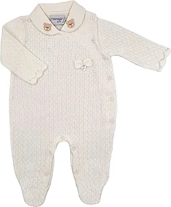 Macacão Fem Tricot C/ Gola Bordada Ursa Branco RN - Noruega