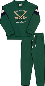 Conjunto Masc Casaco Verde Escuro e Calça Moletinho - Nini e Bambini
