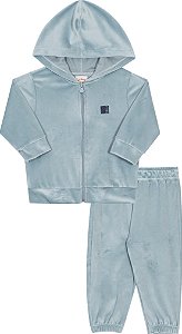 Conjunto Masc Casaco e Calça Plush Azul - Nini e Bambini