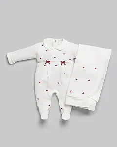 Saida Maternidade Fem Malha Tricot Bordado Corações - Anjos Baby
