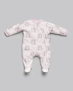 Macacão Fem c/ Ziper Estampa Ursinho Rosa - Anjos Baby