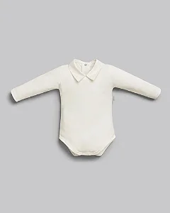 Body ML Masc Gola Bordada Malha Off White - Anjos Baby