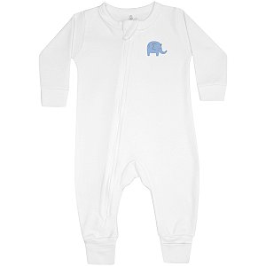 Macacão Masc c/ Ziper Elefante Branco- Doctor Baby