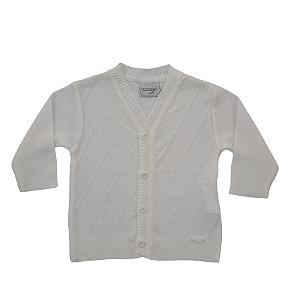 Casaquinho Masc Bebê c/ Botões Tricô Off White M- Noruega