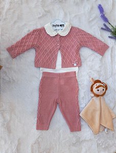 Conjunto Fem Body C/ Casaquinho e Calça em Tricot Rosa RN - Noruega