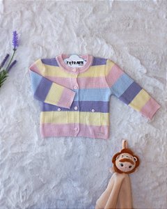 Casaquinho Fem Tricot Aberto C/ Listras Multicolor M - Noruega