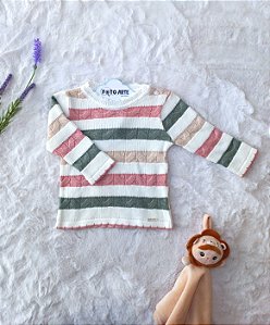 Casaquinho Fem Tricot C/ Listras Multicoloridas M - Noruega