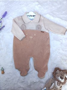 Macacão Masc Tricot Urso Bege RN - Noruega