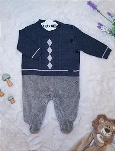 Macacão Masc Tricot Plush Trançado Azul / Cinza RN- Noruega