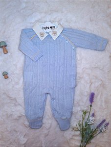 Macacão Masc Tricot c/ Gola Bordada Urso Azul Claro P - Noruega