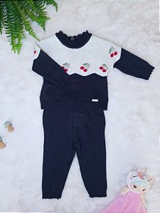 Conjunto Fem Casaquinho e Calça Cereja Azul Marinho RN - Noruega