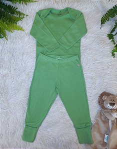 Conjunto Body e Calça Básico Unissex Ribana Canelada Verde - Have Fun