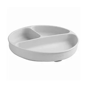 Prato de Silicone C/ Divisória e Ventosa Soft Cinza - Pimpolho