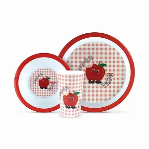 Kit Alimentação 3 Peças Vermelho Maçã - Pimpolho