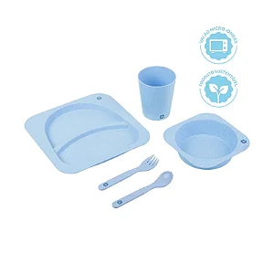 Kit Alimentação 5 Peças Fibra de Trigo Azul - Pimpolho