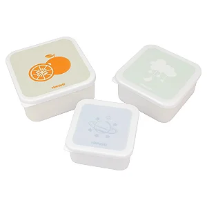 Kit 3 Potes 500ML, 350ML e 200ML Off White Laranja/Nuvem/Planeta - Pimpolho