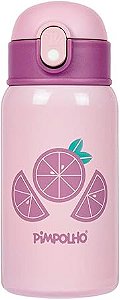 Garrafa Térmica Inox 400ML C/ Canudo Roxa/Frutas - Pimpolho
