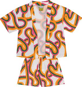 Conjunto Fem Kimono e Short Colorido - Jaca Lelé