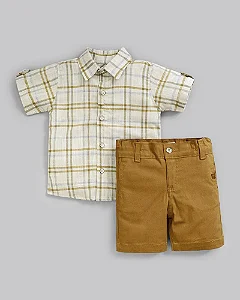 Conjunto Masc Camisa MC e Bermuda Sarja Caramelo 01 - Anjos Baby