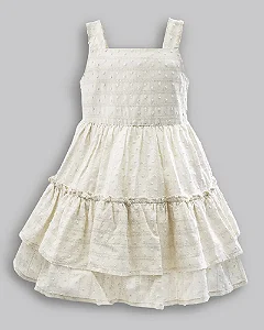 Vestido Maquinetado Linho Palha 01 - Anjos Baby
