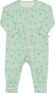 Macacão Fem c/ Ziper Verde c/ Flores - Nini e Bambini