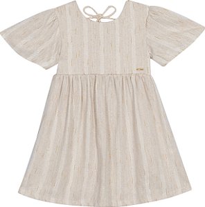 Vestido Infantil  Areia C/ Fio de Ouro - Nini e Bambini