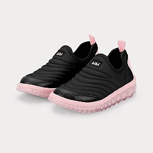 Tênis Fem Infantil Roller 2.0 Lycra Preto com Rosa Sugar - Bibi
