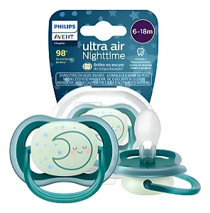 Chupeta Ultra Air Individual 6-18m Deco Noturna Verde - Avent