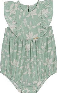 Body Fem C/ Babados Verde Folhagens M - Nini e Bambini