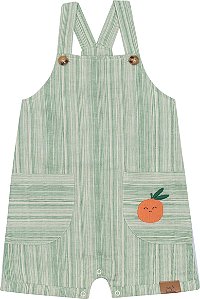 Jardineira Masc Verde Bordado de Laranja  01 - Nini e Bambini